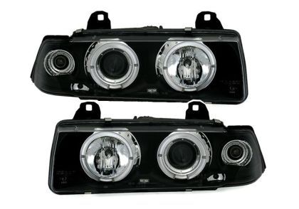 Кристални фарове Angel Eyes BMW E36  (1991-2099) 2D coupe - черни
