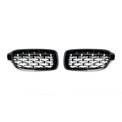 Решетки за BMW F30 (2011+) - Гланц - Diamond Design - хром / черно