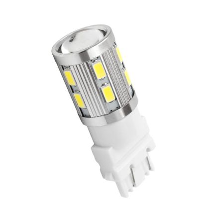 Диодна крушка тип T25 3156 CANBUS с 16 SMD диода 5630 и лупа - двойна светлина - бяла