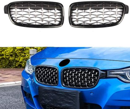 Решетки за BMW F30 (2011+) - Гланц - Diamond Design - хром / черно