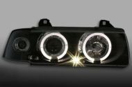 Кристални фарове за BMW E36  Angel Eyes (91-99) 2d coupe - черни