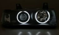 Кристални фарове CCFL Angel Eyes BMW E36 (91-99) 2d coupe - черни