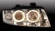 Кристални фарове за Audi A4 Angel Eyes (2001-2004) - хром