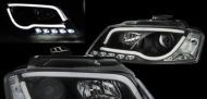 Кристални фарове лайтбар дизайн за Audi A3 (2008-2012)  - черни