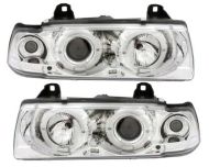 Кристални фарове за BMW E36 Angel Eyes (91-99) 2d coupe - хром