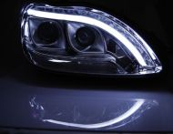 Кристални фарове за Mercedes W220 S-Class (1998-2005) - Лайтбар дизайн черни
